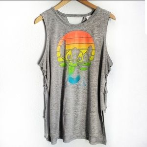 Disney Rainbow Stitch Cutoff Tank Top w/side ties